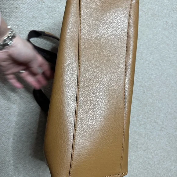 Coach Brown Leather Derby Tote with Dark Brown Straps and Burgundy interior - Picture 7 of 8